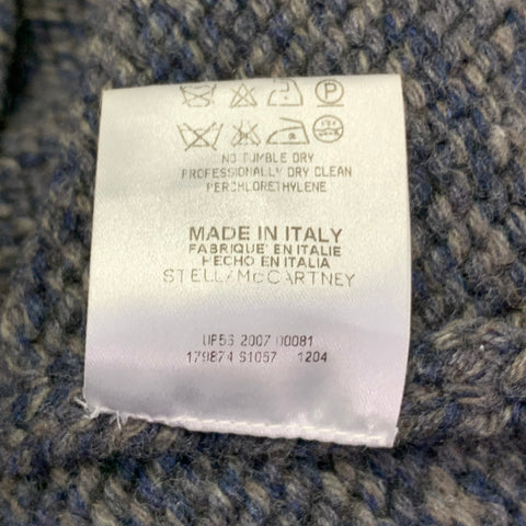 STELLA McCARTNEY Size L Grey Navy Wool Cashmere Melange Knit Coat