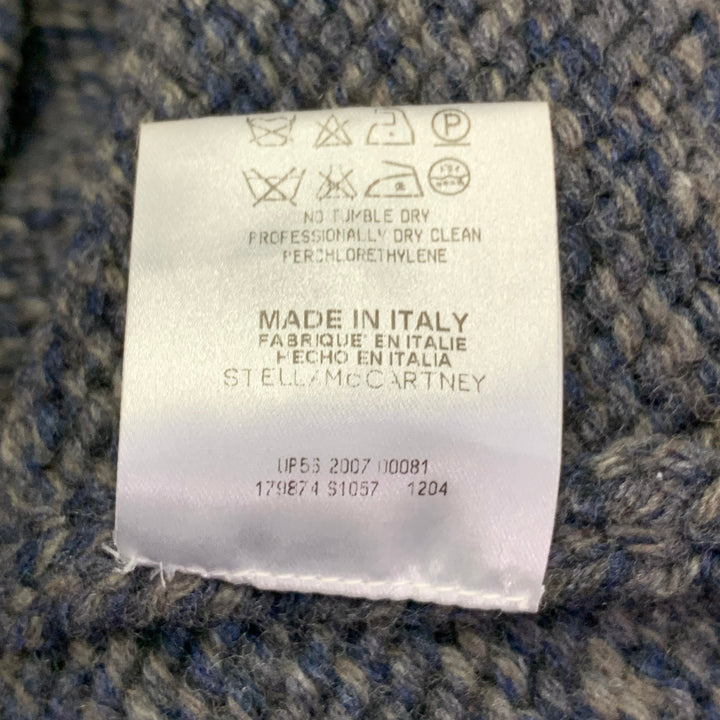 STELLA McCARTNEY Size L Grey Navy Wool Cashmere Melange Knit Coat