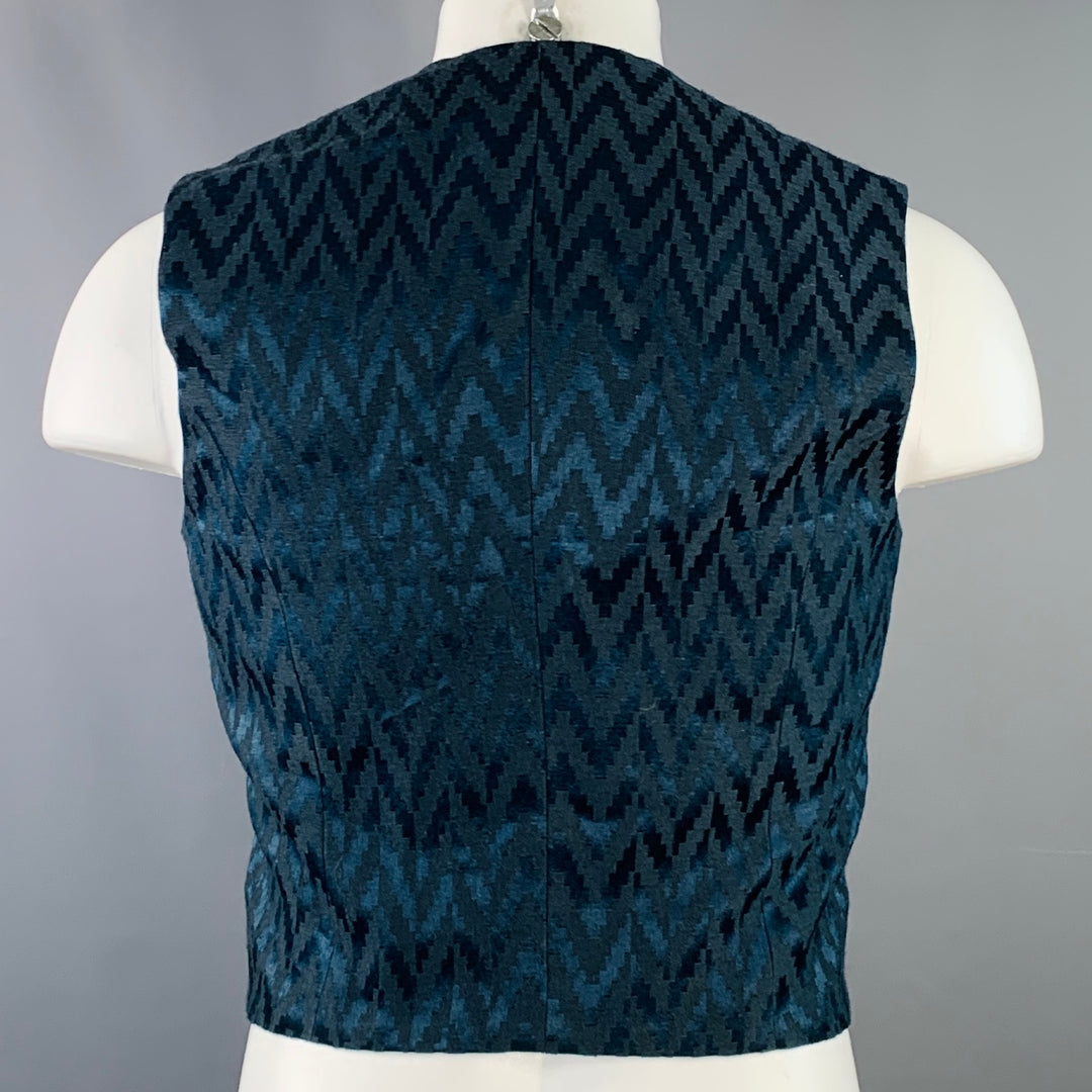 HAIDER ACKERMANN Size S Navy Jacquard Linen Silk Cropped Vest
