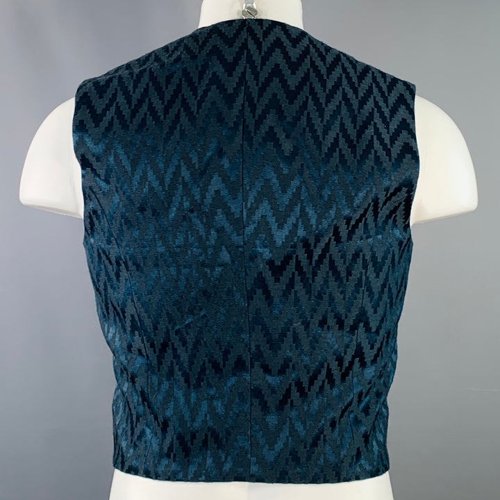 HAIDER ACKERMANN Size S Navy Jacquard Linen Silk Cropped Vest