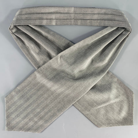 BRIONI Grey Black Herringbone Cashmere Silk Ascot