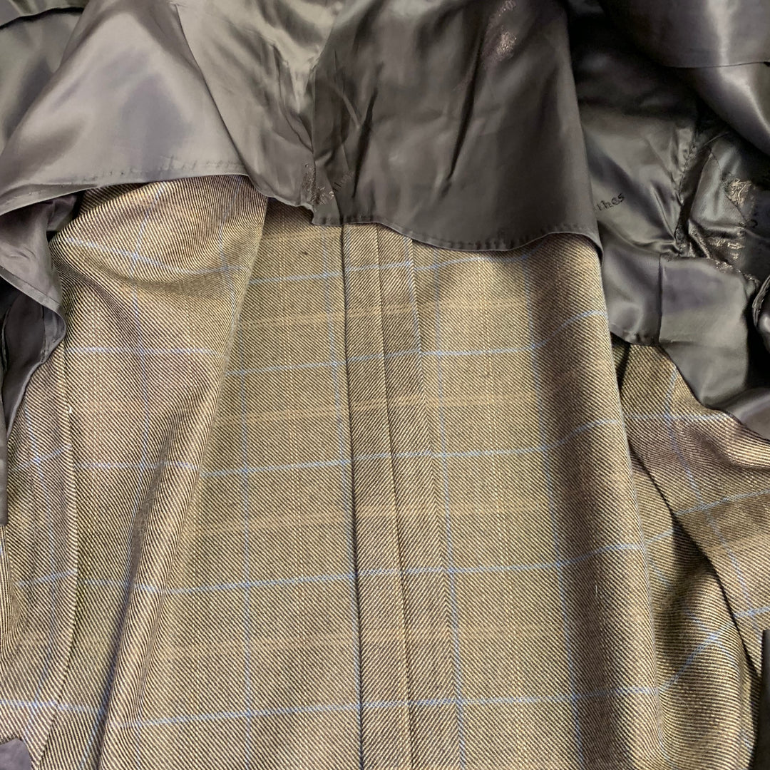 OXXFORD CLOTHES Size 44 Regular Brown Blue Plaid Wool Tweed Notch Lapel Sport Coat