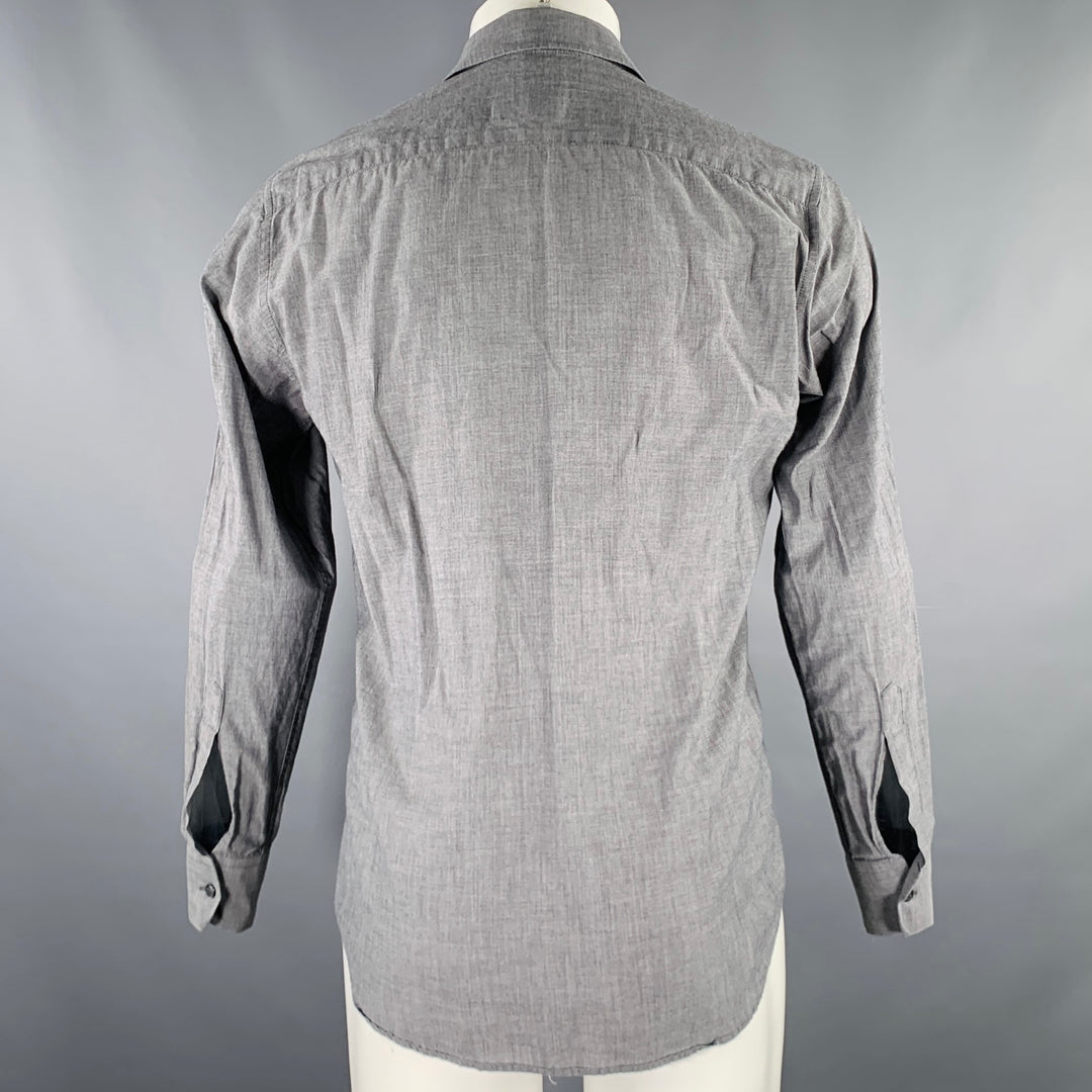 CO-OP Size M Grey Cotton Spread Collar Long Sleeve Shirt