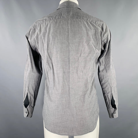CO-OP Size M Grey Cotton Spread Collar Long Sleeve Shirt