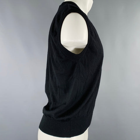 BERGDORF GOODMAN Gilet en laine col V noir taille M