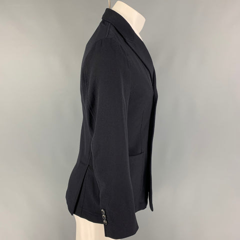THE GIGI Size 36 Navy Textured Cotton Blend Double Breasted Sport Coat