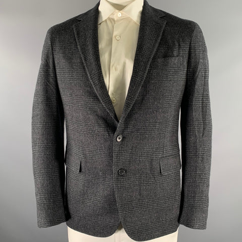 RALPH LAUREN Size 42 Grey Black Glen Check Wool Notch Lapel Sport Coat