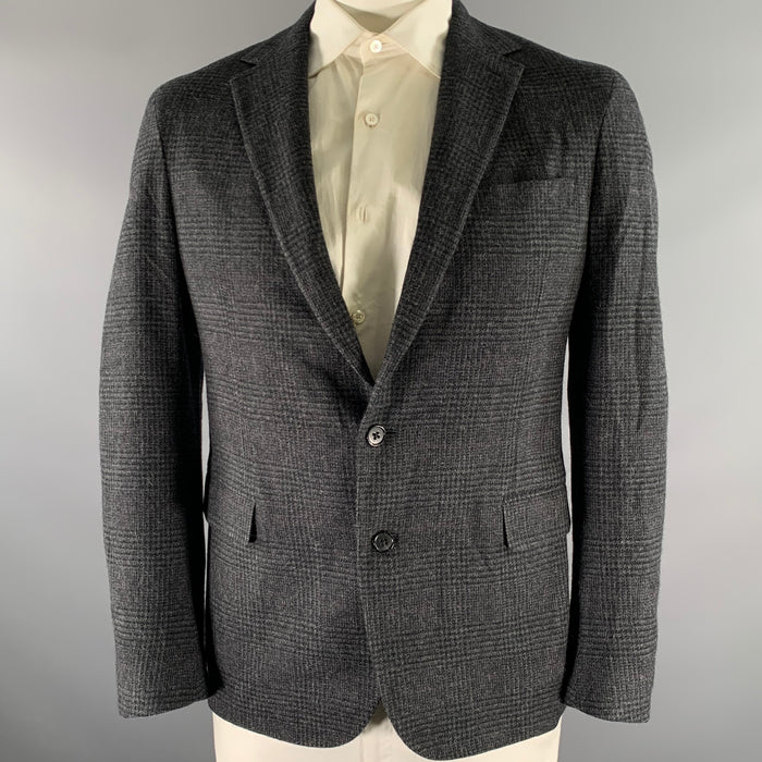 RALPH LAUREN Size 42 Grey Black Glen Check Wool Notch Lapel Sport Coat