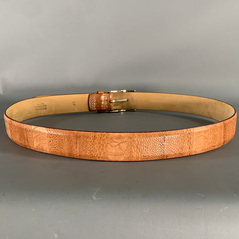 BERGDORF GOODMAN Size 38 Tan Nubuck Ostrich Belt