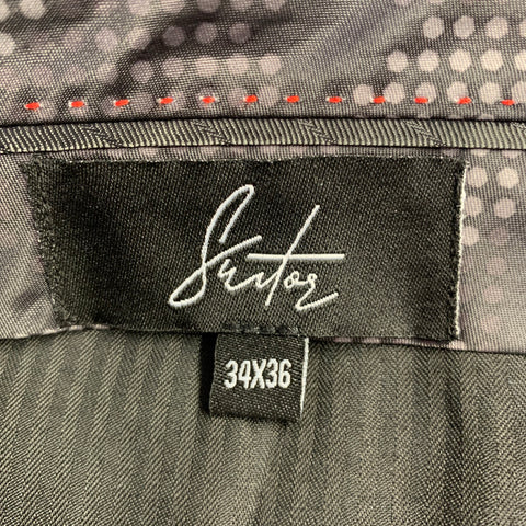 SUITOR Size 40 Black Charcoal Glenplaid Polyester Blend Suit