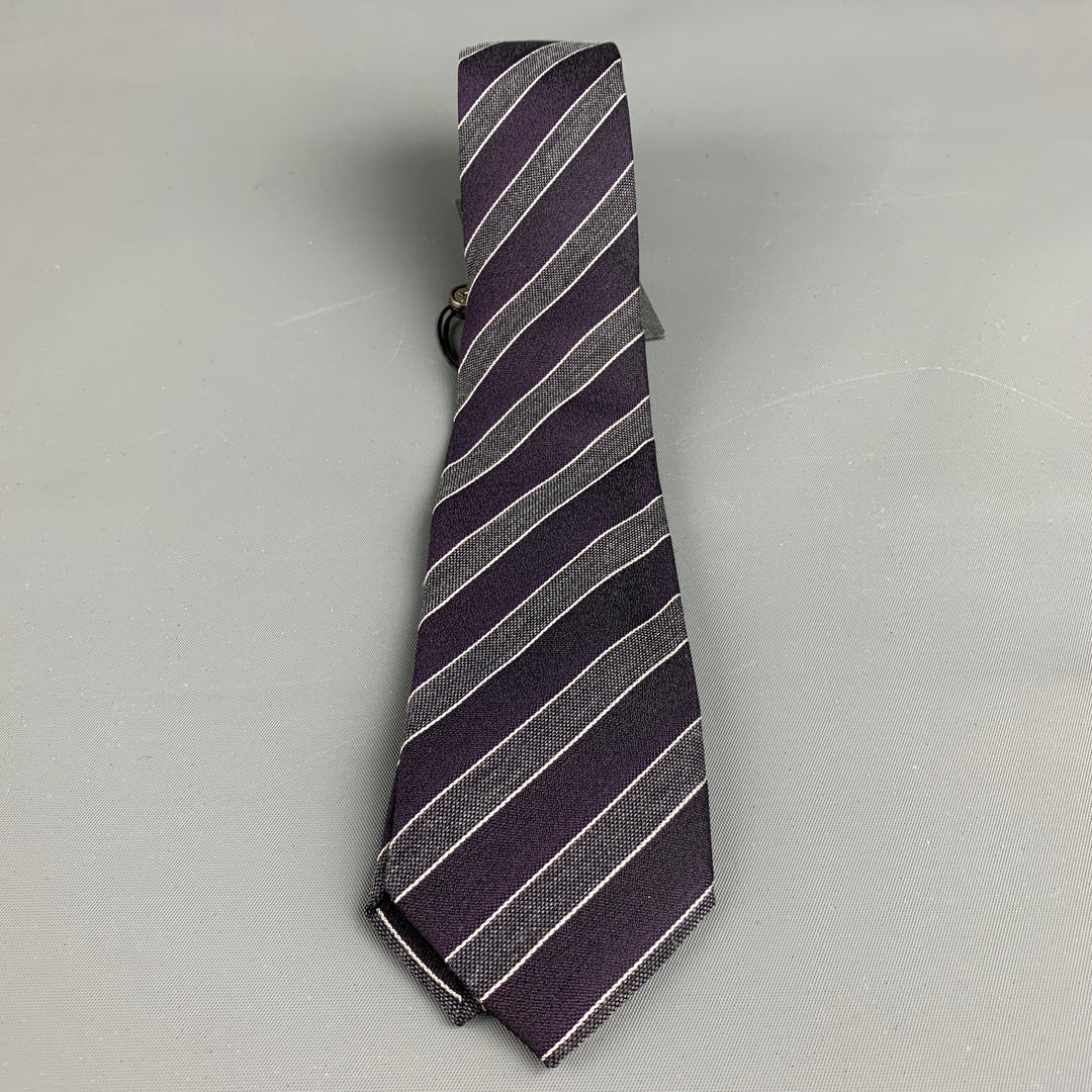 JOHN VARVATOS Purple Silver Silk Tie