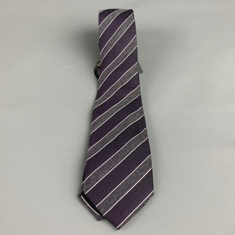 JOHN VARVATOS Purple Silver Silk Tie