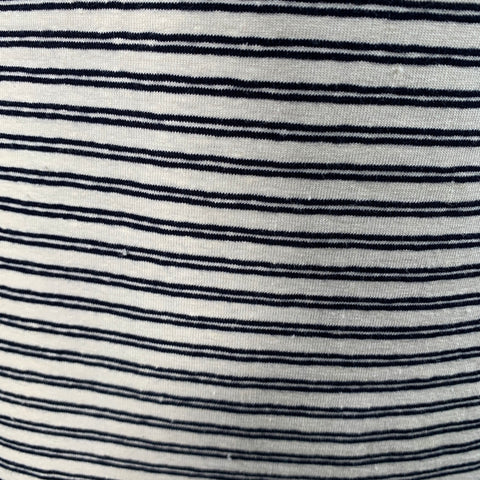 THEORY Size S Adiany B White Navy Linen Cotton Blend Stripe Midi T-Shirt Dress