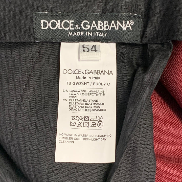 DOLCE & GABBANA Size 38 Burgundy Wool Blend Tapered Zip Fly Dress Pants