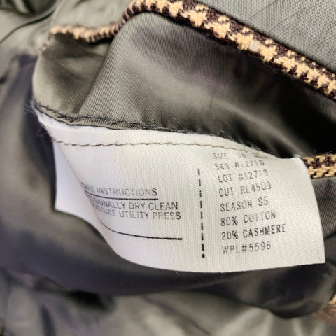 RALPH LAUREN Size 38 Regular Tan Brown Glenplaid Cotton Cashmere Sport Coat