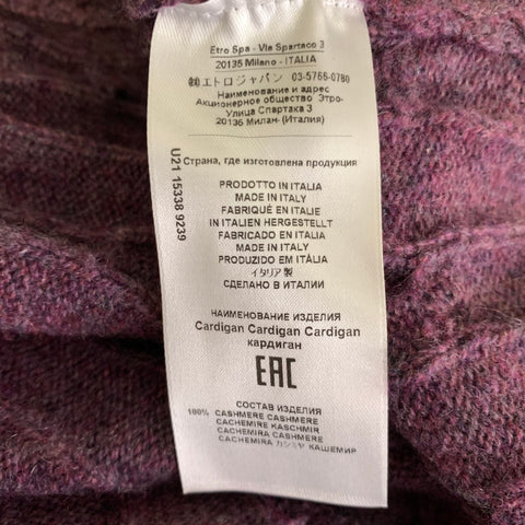 ETRO Size M Purple Cable Knit Cashmere Zip Up Jacket
