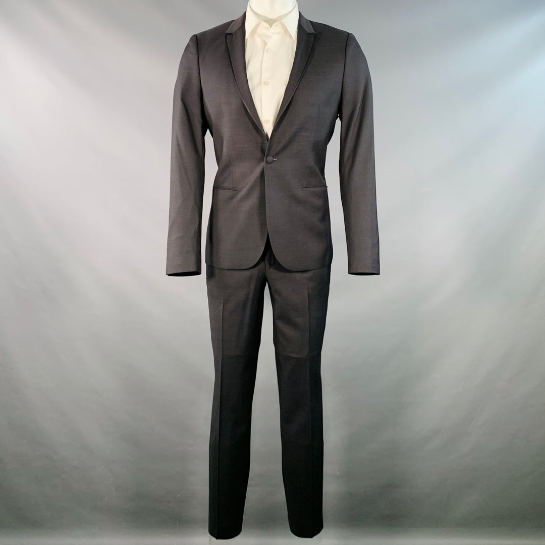 THE KOOPLES Size 38 Black Wool Woven Peak Lapel Tuxedo