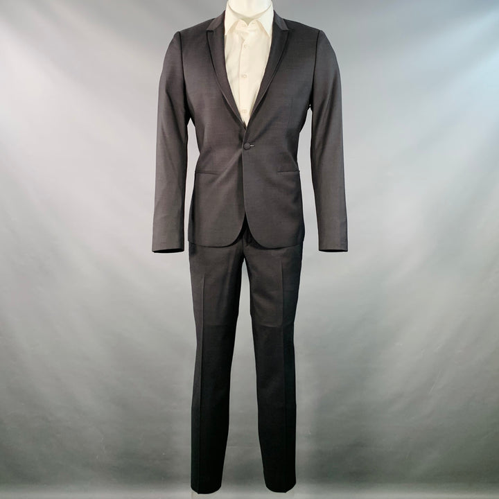 THE KOOPLES Size 38 Black Wool Woven Peak Lapel Tuxedo