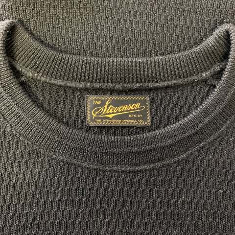 STEVENSON OVERALL CO. Pull thermique en laine côtelée noir, Taille XL