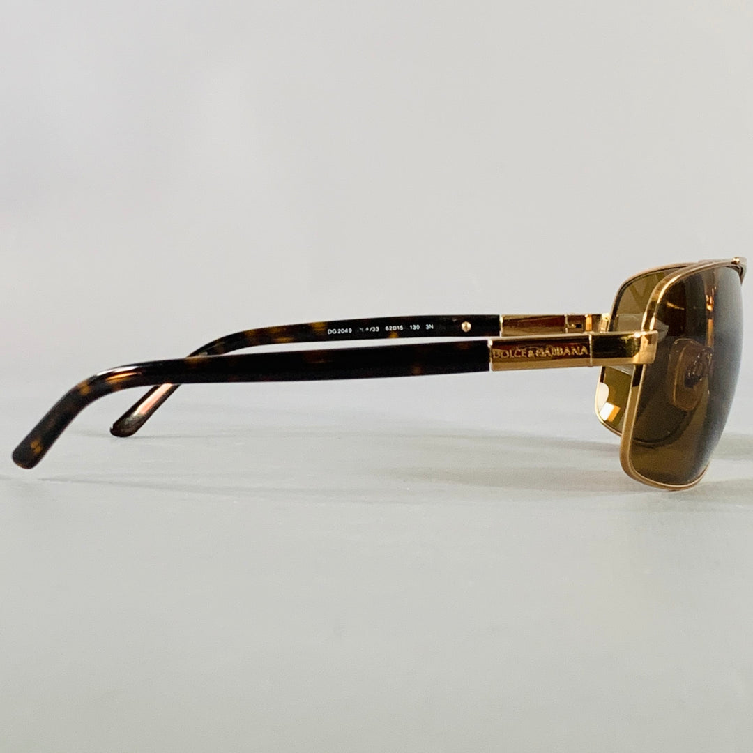 DOLCE & GABBANA Gold Tortoiseshell Metal Pilot Sunglasses