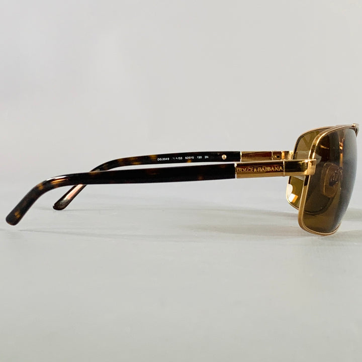 DOLCE & GABBANA Gold Tortoiseshell Metal Pilot Sunglasses