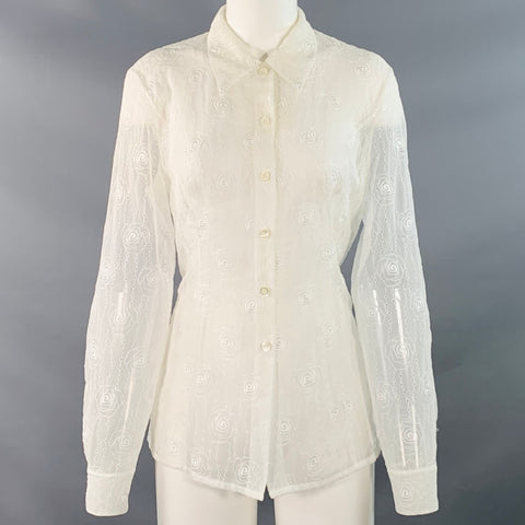 Chemise boutonnée en polyester crème à œillets ESCADA taille M
