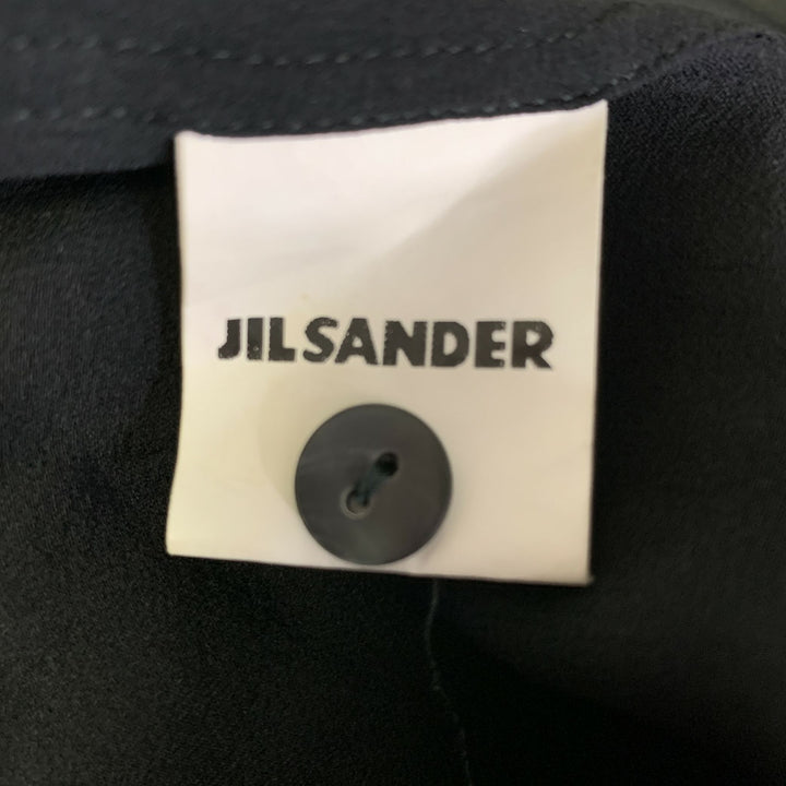 JIL SANDER Size 0 Black Silk Ruffled Blouse