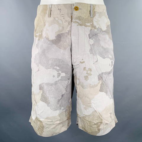 45rpm Size 34 Grey Camo Map Cotton Shorts