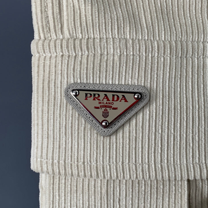 PRADA Size L Beige Stone Pinwale Corduroy Cotton Cargo Casual Pants
