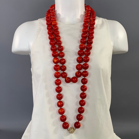NO BRAND Red Gold Coral Necklace