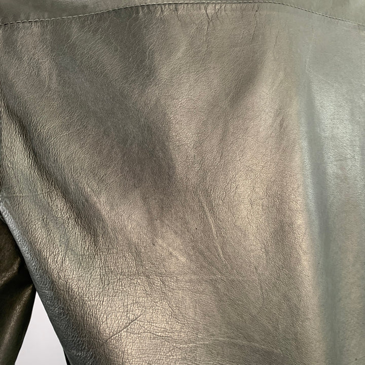 PRADA Size M Black Leather Zip Up Bomber Jacket