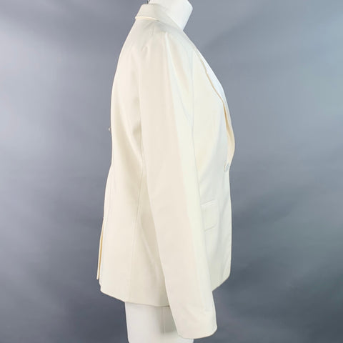 HELMUT LANG Size 8 Cream Viscose Cotton Woven Jacket Blazer