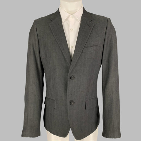 CALVIN KLEIN COLLECTION Taille 38 Manteau de sport en lin et laine charbon de bois