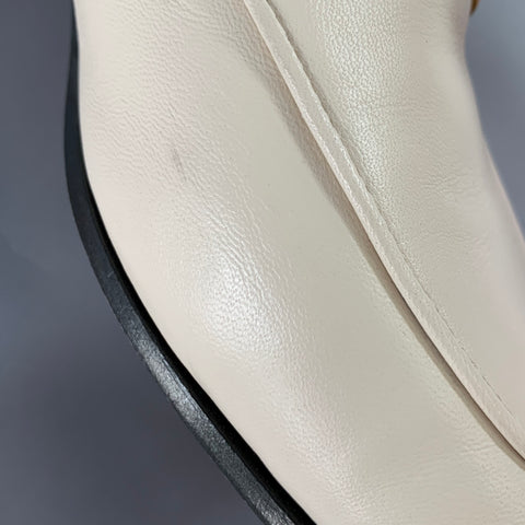 GUCCI Size 8.5 Cream Gold Leather Horsebit Slip On Loafers Flats