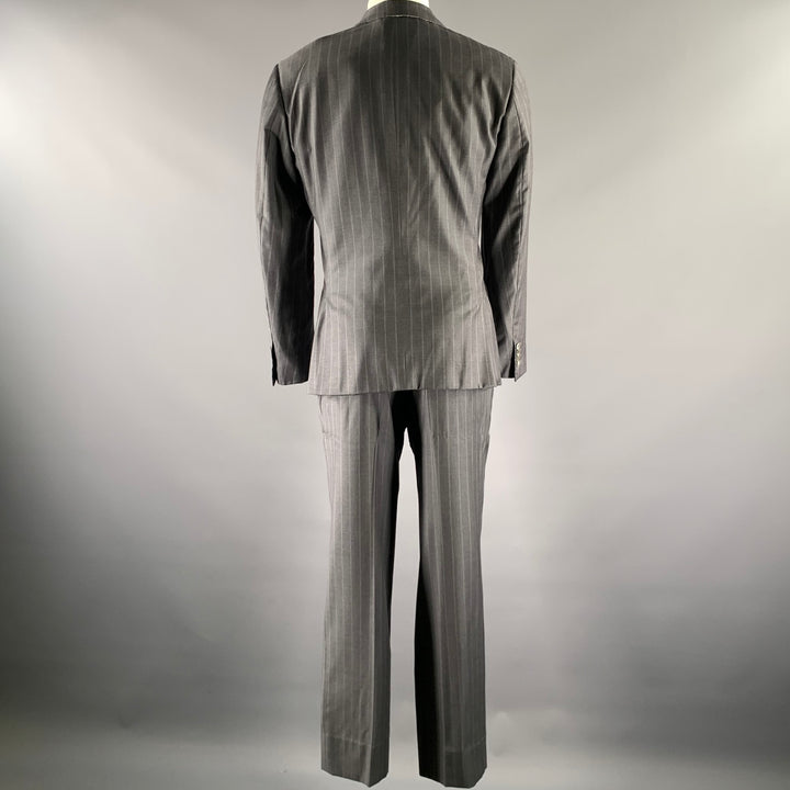 ISAIA Size 40 Grey Pinstripe Wool Notch Lapel  2 Piece Suit
