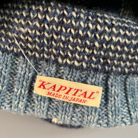 KAPITAL Size 7 1/4 Navy Blue Knit Wool Cotton Acryllic Hats