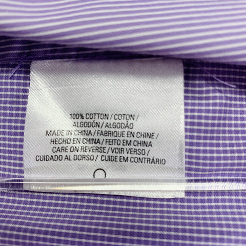 Chemise à manches longues ELIE TAHARI taille XL en coton à carreaux à rayures lavande et poche unique