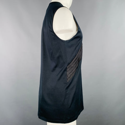 DIOR HOMME Size M Black Cotton Pleated Sleeveless Tank Top
