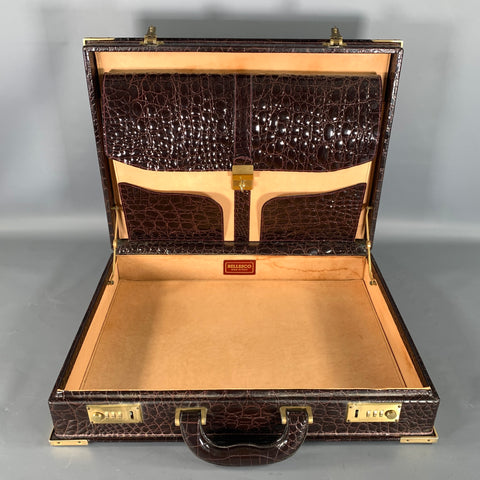 BELLESCO Brown Alligator Leather Briefcase Bags
