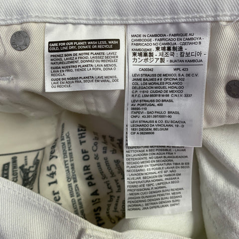 LEVI STRAUSS Size 32 White Cotton Blend Slim 5 Pocket Jeans