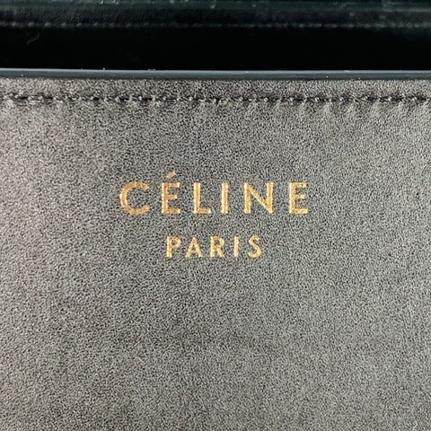 CELINE Brown Taupe Color Block Leather Tote Handbag