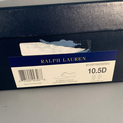 RALPH LAUREN Size 10.5 Marlow Brown Cordovan Leather Derby Lace-Up Shoes