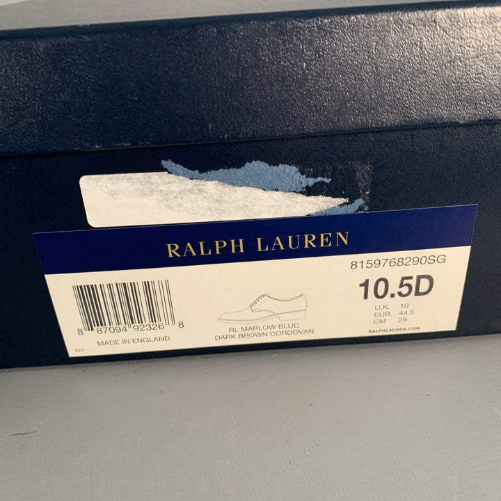 RALPH LAUREN Size 10.5 Marlow Brown Cordovan Leather Derby Lace-Up Shoes