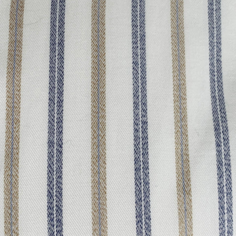 GIORGIO ARMANI Size M Off White Blue Tan Stripe One Pocket Long Sleeve Shirt