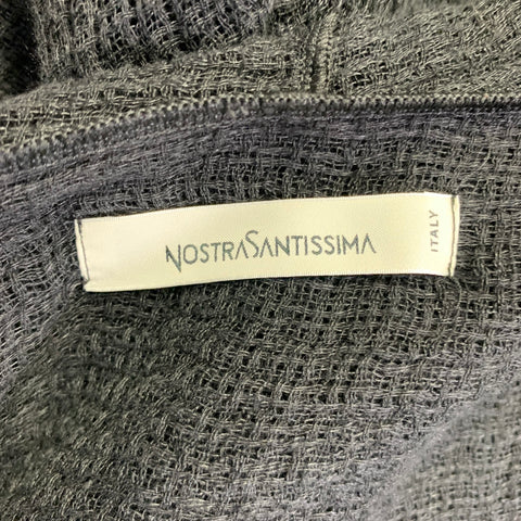 NOSTRASANTISSIMA Size S Black See-Through Linen Blend Open Front Coat