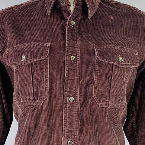 FILSON Size L Brown Corduroy Cotton Two Pockets Long Sleeve Shirt