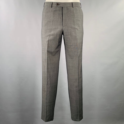 ARMANI COLLEZIONI Size 34 Black Grey Flat Front Dress Pants