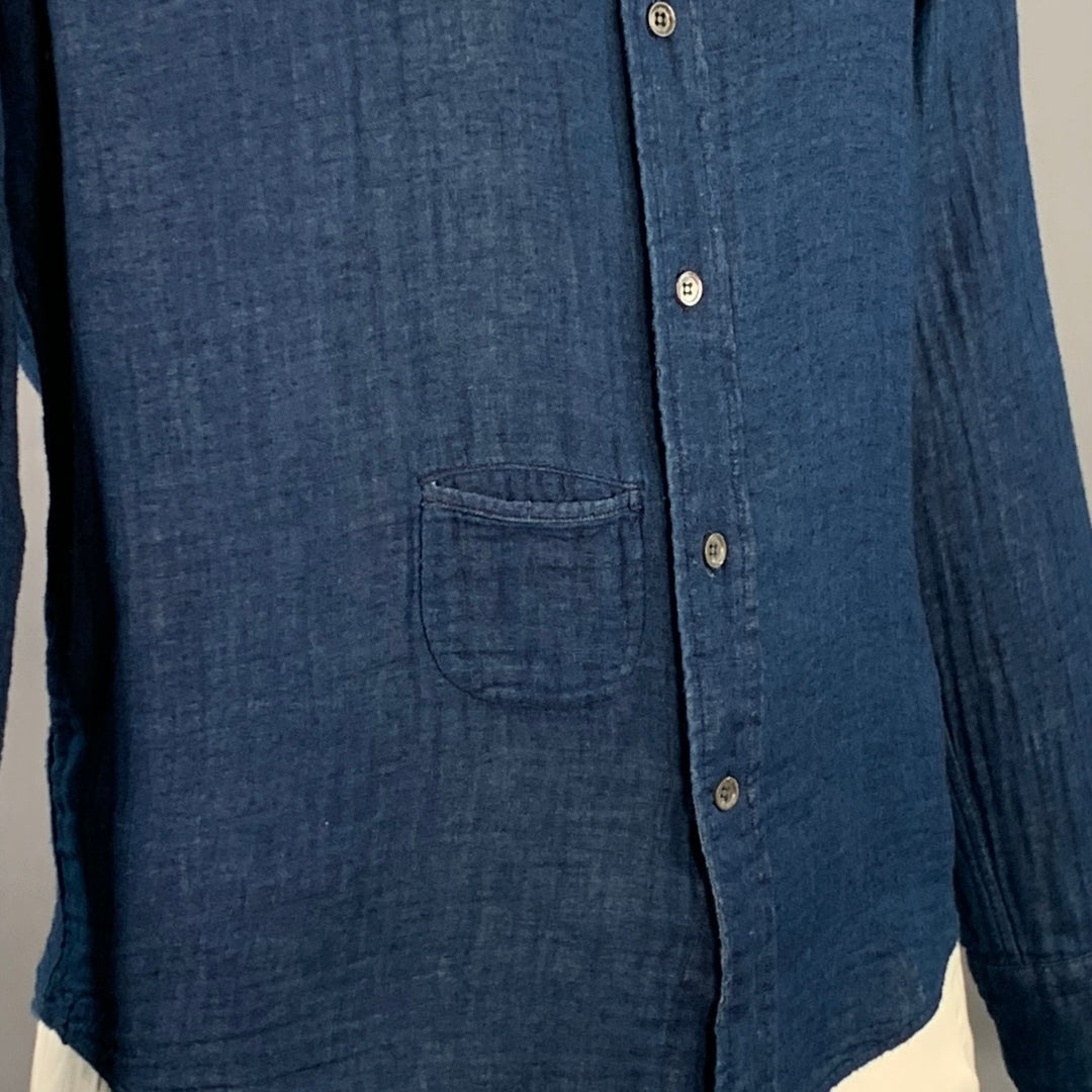 45rpm Size XL Indigo Blue Cotton One Pocket Long Sleeve Shirt