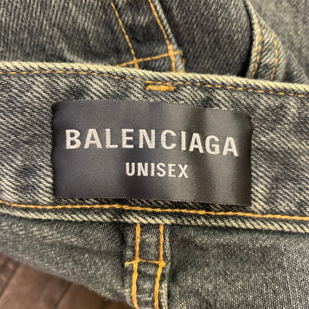 BALENCIAGA Size XS Indigo Cotton Wide Leg Jeans
