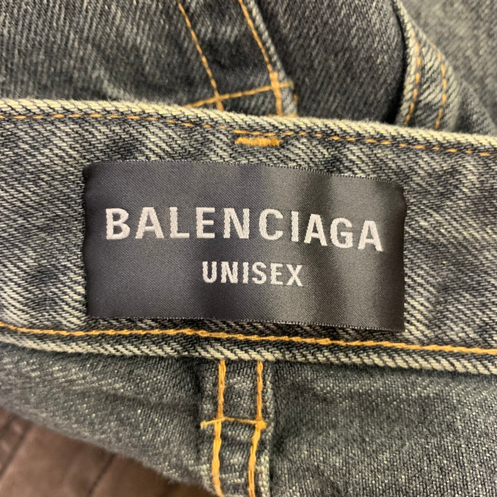 BALENCIAGA Size XS Indigo Cotton Wide Leg Jeans